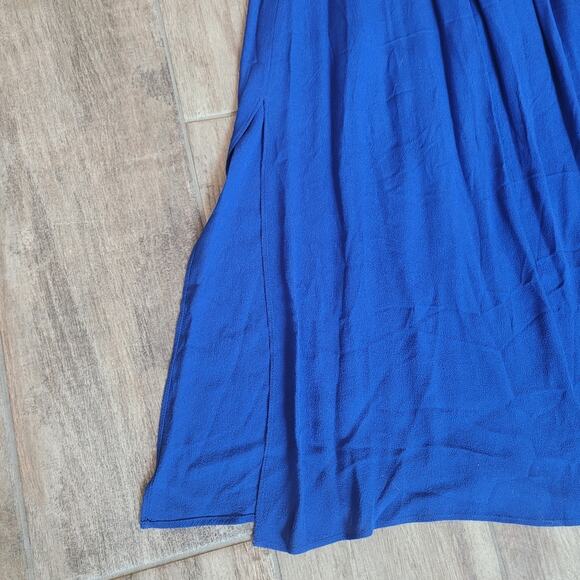 Madewell Maxi Dress Size 2 Flutter Back Overlay Midi Tiered Slit Royal Blue - Picture 14 of 16